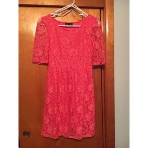 Coral lace dress